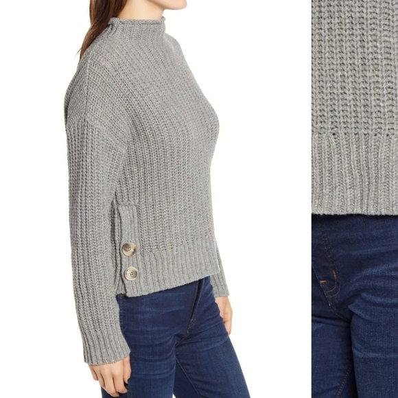 Madewell Mock Neck Side-Button Pullover Medium - Picture 3 of 7
